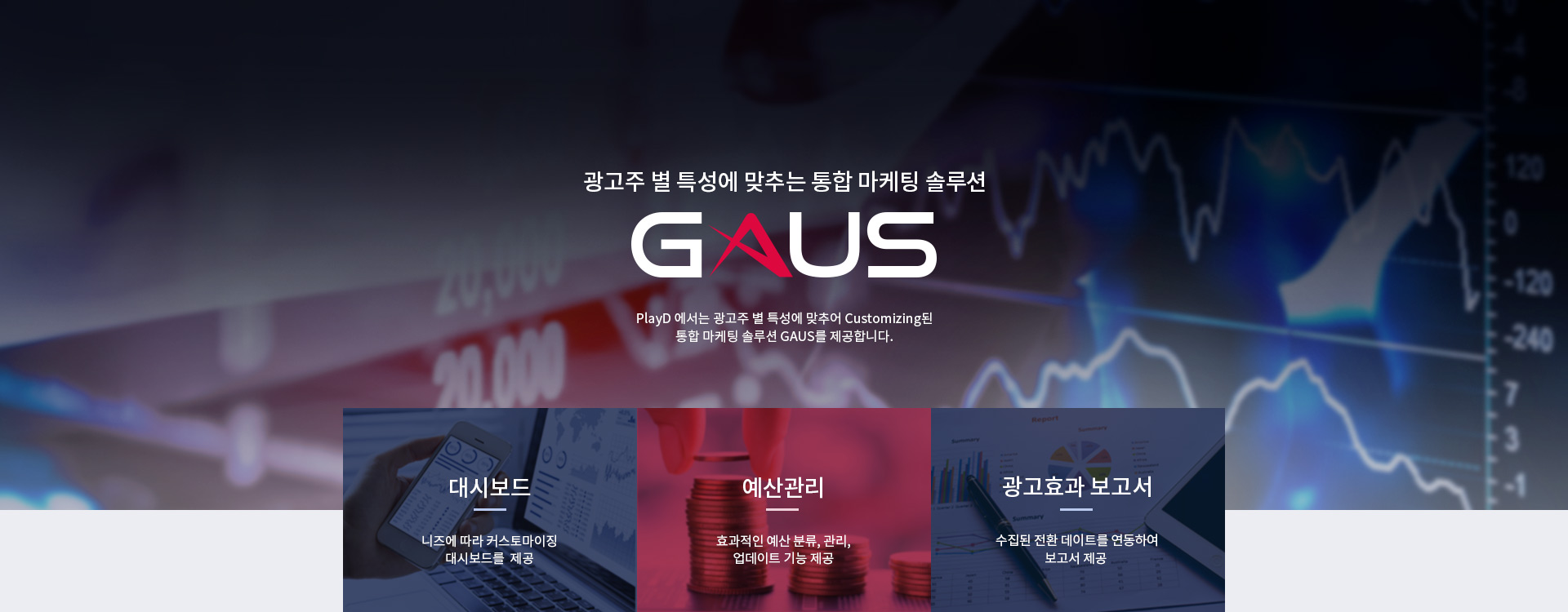 광고주 별 특성에 맞추는 통합 마케팅 솔루션 GAUS